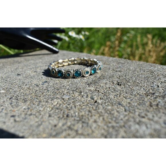 Turquoise Glass & Silver-Toned Bracelet – Coastal Luxe Statement - Picture 3 of 6